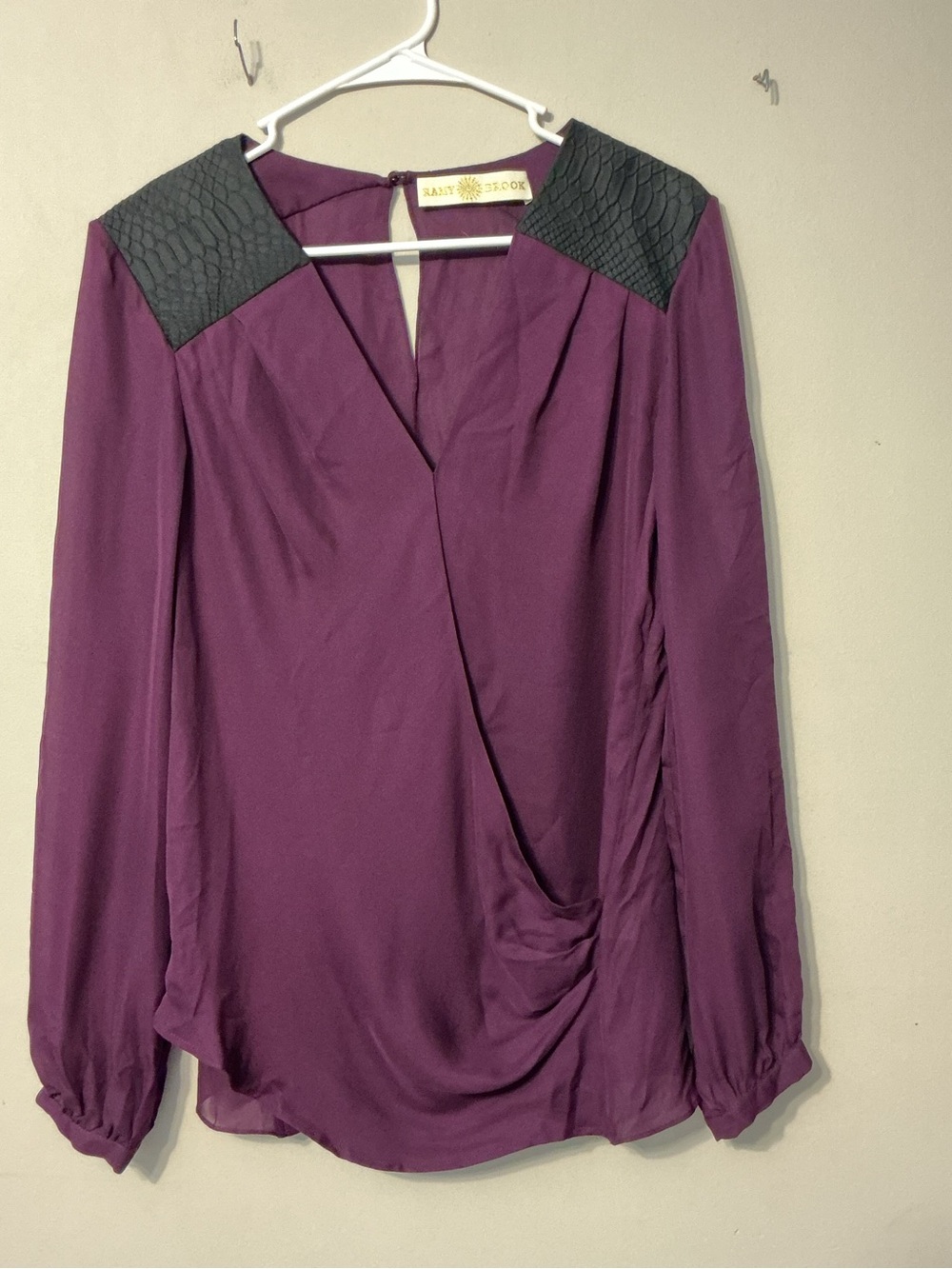 Ramy Brook 100% Silk Plum Wrap Blouse